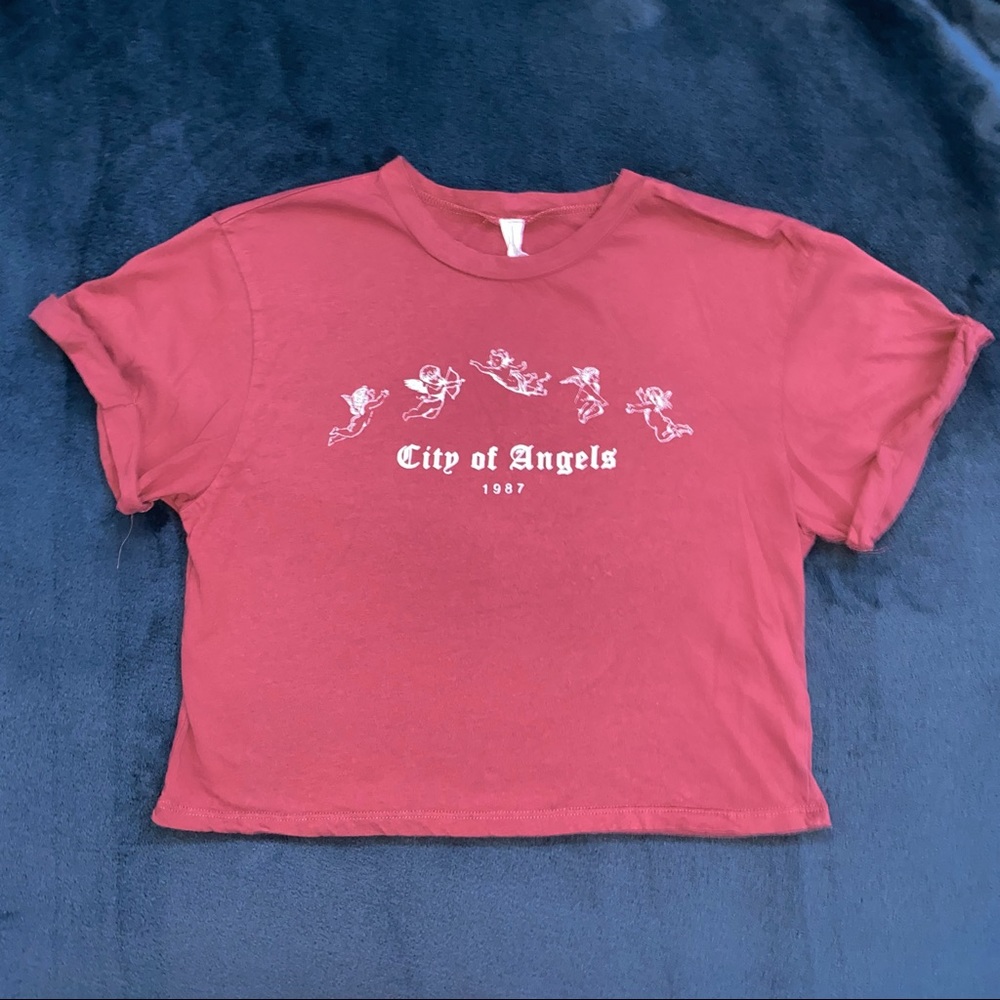 Light red / maroon crop t shirt